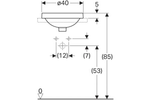 500.702.01.2 Geberit VariForm Раковина встраиваемая в столешницу круглой формы, D=40 см, без отв. под смеситель, без отв. перелива - 3