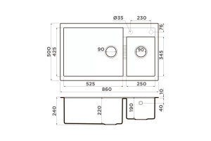 Мойка кухонная Omoikiri Tedori Tetogranit/leningrad grey (4993573) - 2