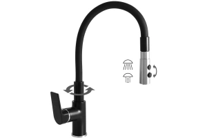 Смеситель для кухни Rav Slezak Colorado с гибким изливом черный матовый - хром - 2