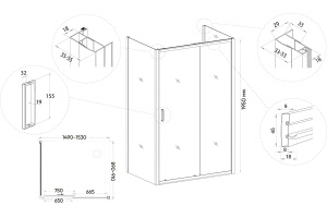 Душевой уголок Veconi Rovigo RV-046B 150x90, черный - 3