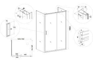 Душевой уголок Veconi Rovigo RV-046 110х70 см профиль хром (RV046-11070-01-C5) - 3