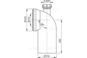 Колено для унитаза 90ْ с присоединением на D-40 A90-90P40 - 2