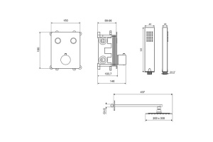 Душевой набор встраиваемый Excellent Krotos черный матовый - 3