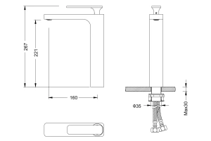 Смеситель для раковины-чаши Timo Torne (4311/17F) золото матовое - 2