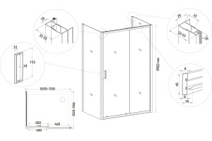 Душевой уголок Veconi Rovigo RV-046B 110x100, черный - 3