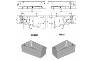 Акриловая ванна Kolpa San Beatrice 170х110 правая белая - 3