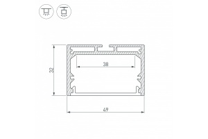 Профиль с рассеивателем Arlight SL-LINE-4932-2500 ANOD+OPAL 020465 - 2