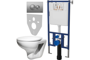 Комплект Унитаз подвесной Roca Mateo 346200000 с микролифтом + Система инсталляции для унитазов DIWO 4501 + Кнопка смыва DIWO 7311 хром матовый