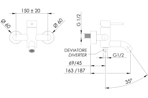 Смеситель для ванны с душем Remer X Style X05 - 2