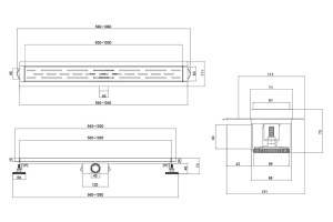 Душевой лоток Esbano Meta 70 хром матовый - 2