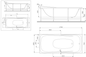 W30A-170-075W-P Sensation, панель фронтальная для ванны Sensation A0 170х75 см, шт - 2