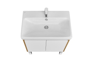 Тумба под раковину Aquaton Сканди Doors 70 белый - светлое дерево - 3