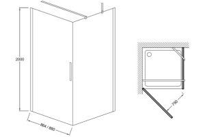 Душевая дверь в нишу Jacob Delafon Contra профиль черный E22T91-BL - 3