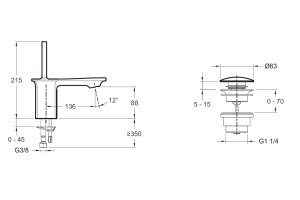 Смеситель Jacob Delafon Stance E14760-CP для раковины - 2