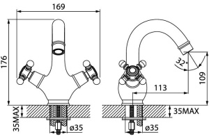 Смеситель для умывальника, SAM, IDDIS, SAMBR00i01 - 3