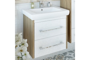 Тумба с раковиной Sanflor Ларго 2 60 вяз швейцарский, белая