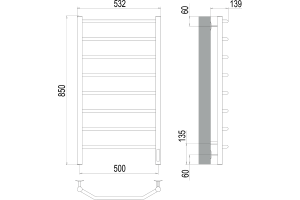Электрический полотенцесушитель Terminus Виктория П8 500x850 Хром - 3