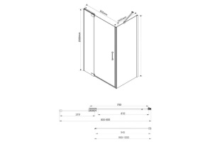 Душевой уголок Vincea Extra 90х100 профиль черный стекло прозрачное - 3