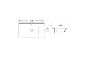 Раковина встраиваемая Weltwasser WW Deilbach 7517-70 MT-BL 70 матовый черный (10000005572) - 2