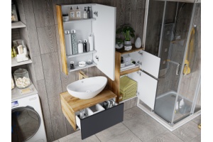 Тумба под раковину Misty Ива 70 темное дерево - черный - 3