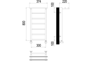 Водяной полотенцесушитель Terminus Контур П7 300х800 с полкой Хром - 3