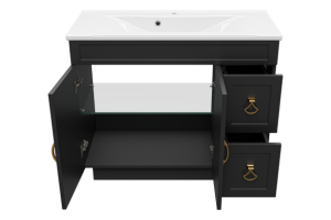 Тумба с раковиной Misty Амбра 100 черная матовая - 2