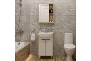 Мебель для ванной DIWO Углич 50 в скандинавском стиле, белый, под дерево