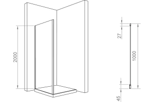 Боковая стенка RGW 100х200 профиль черный стекло прозрачное - 3