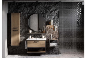 Комплект мебели Aquaton Лофт Фабрик 80 с раковиной Victoria 80 темное дерево 