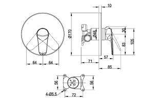 Смеситель для душа встраиваемый Villeroy&Boch O.Novo Start хром - 2