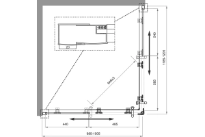 Душевой уголок BelBagno Uno 120х100 стекло прозрачное (UNO-195-AH-2-120/100-C-Cr) - 2