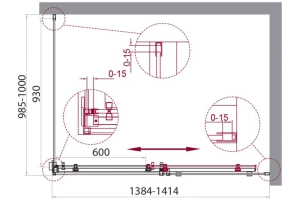 Душевой уголок BelBagno Acqua 140х100 хром (ACQUA-AH-1-140/100-C-Cr) - 2