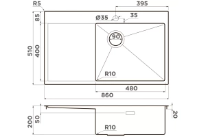 Мойка кухонная Omoikiri Akisame хром (4997042) - 2