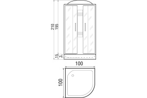 Душевая кабина с поддоном River Nara light 100/15 MT (10000002955) - 2