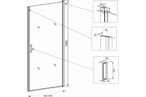 Душевая дверь в нишу Veconi Vianno VN-43 80 см,  профиль хром - 2