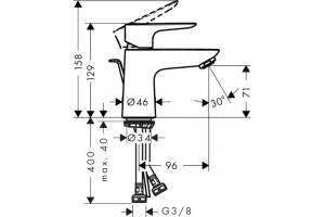 Смеситель для раковины 80, однорычажный, CoolStart, со сливным гарнитуром Hansgrohe 71703000 - 2