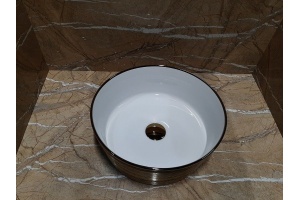 Раковина накладная CeramaLux NC 36.5 см белый/золото (C1055)