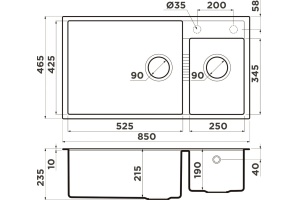 Мойка кухонная Omoikiri Tedori 85-2-U бежевая - 3