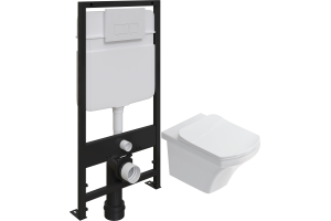 Комплект Унитаз подвесной STWORKI Хальмстад SETK2804-0606-001-1-6000 с микролифтом + Система инсталляции для унитазов EWRIKA ProLT 0026-2020 с белой кнопкой смыва 0042