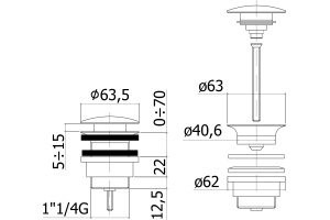 Донный клапан для раковины Paffoni ZSCA050HGSP золото медовое брашированное - 2