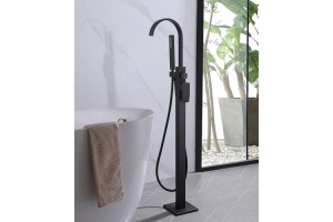 Смеситель напольный Abber Wasserfall черный, матовый (AF8615B) - 2