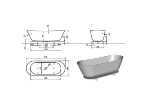 Ванна из литьевого мрамора Kolpa San Atys Duo 174х70 белая - 3
