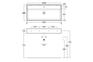 SIMAS AGILE Раковина подвесная 101х46 см, с переливом, с 1 отв под смеситель,цвет белый - 2