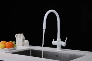 Смеситель для кухни Paulmark Salix с гибким изливом белый матовый - 3