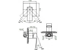 Смеситель Cezares Quattro C DI-01 С ВНУТРЕННЕЙ ЧАСТЬЮ, для душа - 2