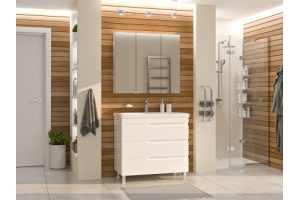 Тумба под раковину Misty Софт 90 белая глянцевая - 3