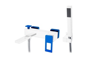 Смеситель для ванны Boheme Q белый с синим