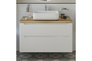 Тумба с раковиной STWORKI Берген 100 белая со светлой столешницей, Soul 1