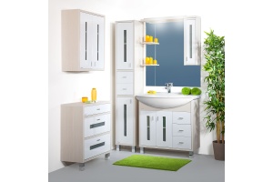 Зеркало-шкаф Бриклаер Бали 90 светлая лиственница, белый глянец, R - 2