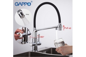 Смеситель для кухни Gappo черный хром